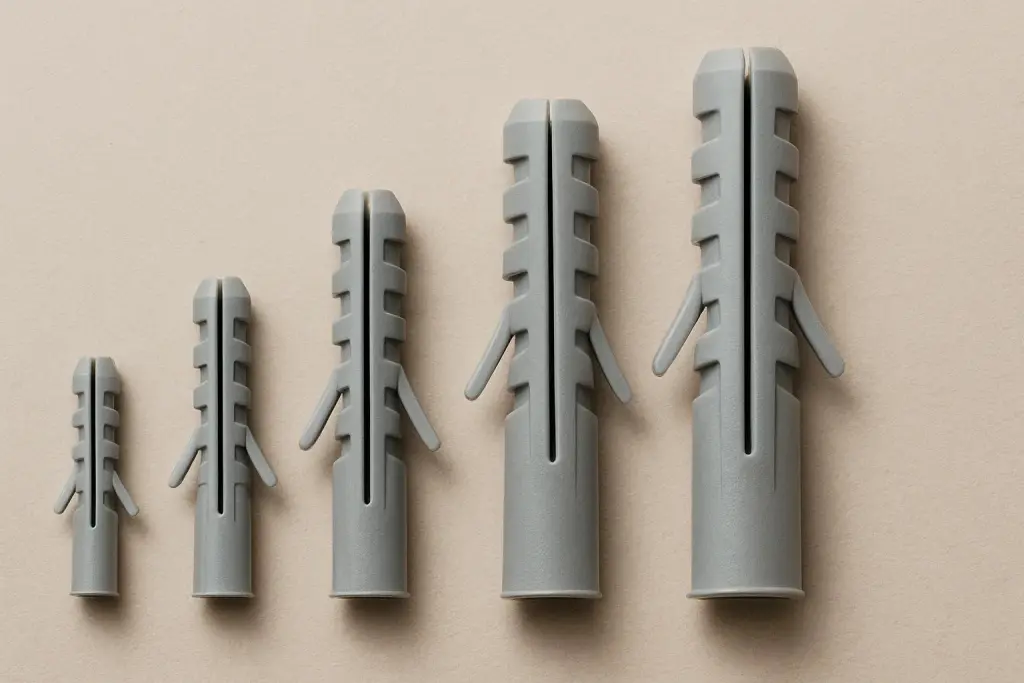 типичные пластиковые дюбели разных размеров типичные пластиковые дюбели разных размеров