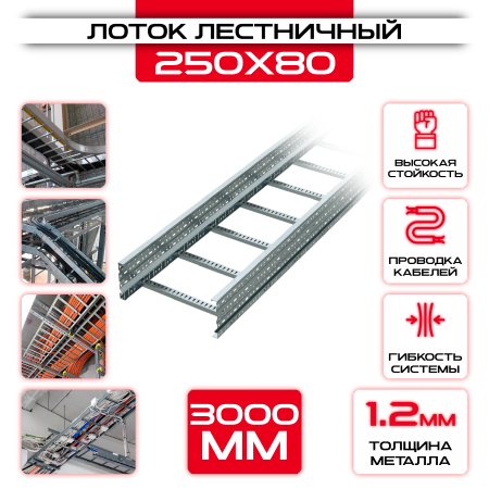 Лоток лестничный 250x80x3000 t = 1,2 мм: купить оптом и в розницу в интернет магазине Сталь Крепеж - размеры, цены, характеристики. Лоток лестничный 250x80x3000 t = 1,2 мм оптом и в розницу на сайте Сталь Крепеж