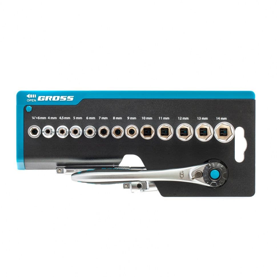 Набор торцевых головок, трещотка 120 зубьев, 36 предметов, 1/4", CrV Gross: купить оптом и в розницу в интернет магазине Сталь Крепеж - размеры, цены, характеристики. Набор торцевых головок, трещотка 120 зубьев, 36 предметов, 1/4", CrV Gross оптом и в розницу на сайте Сталь Крепеж