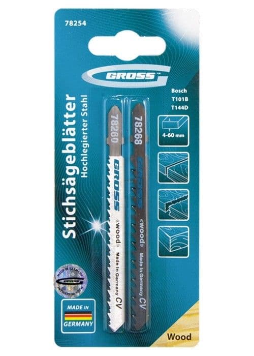 Набор полотен для электролобзика по дереву, 2 шт, 78254 Gross: купить оптом и в розницу в интернет магазине Сталь Крепеж - размеры, цены, характеристики. Набор полотен для электролобзика по дереву, 2 шт, 78254 Gross оптом и в розницу на сайте Сталь Крепеж