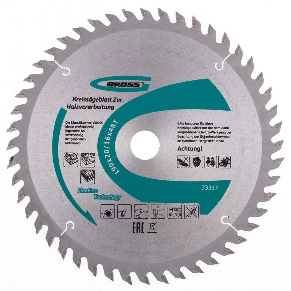 Пильный диск по дереву 190 x 20/16 x 48Т Gross: купить оптом и в розницу в интернет магазине Сталь Крепеж - размеры, цены, характеристики. Пильный диск по дереву 190 x 20/16 x 48Т Gross оптом и в розницу на сайте Сталь Крепеж