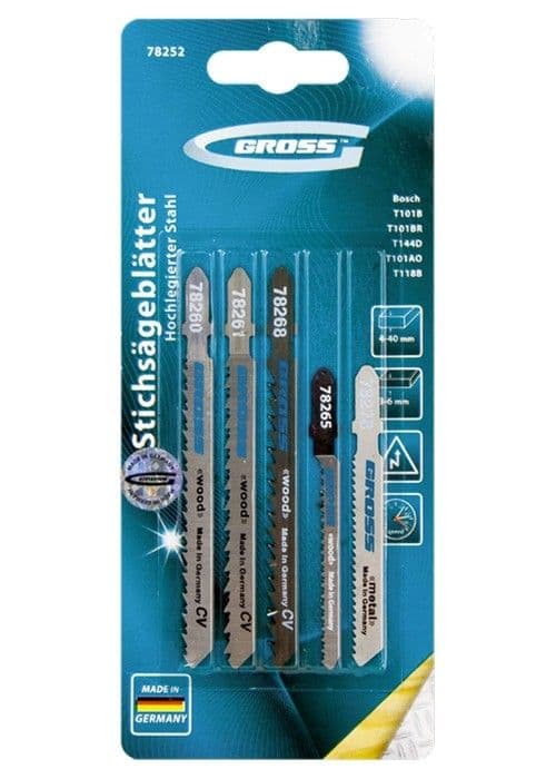 Набор полотен для электролобзика универсальный, 5 шт Gross: купить оптом и в розницу в интернет магазине Сталь Крепеж - размеры, цены, характеристики. Набор полотен для электролобзика универсальный, 5 шт Gross оптом и в розницу на сайте Сталь Крепеж