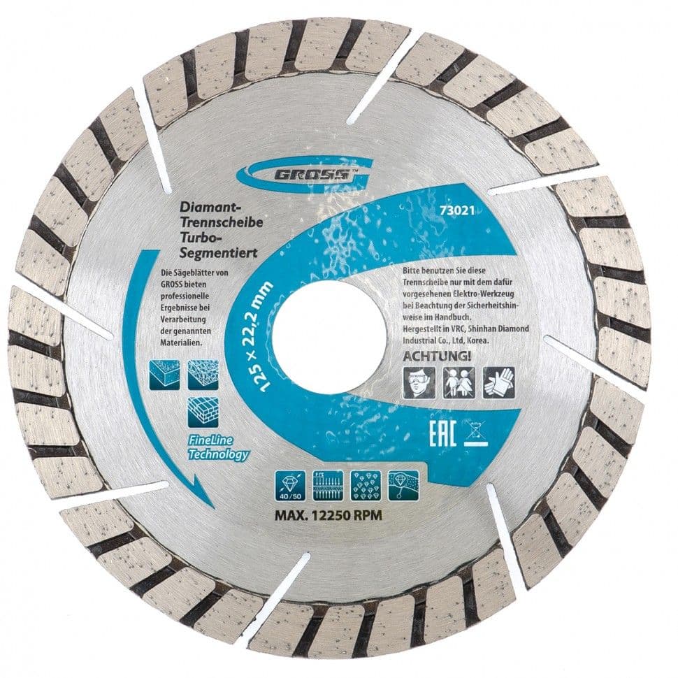 Диск алмазный, 150 х 22,2 мм, турбо-сегментный, сухая резка Gross: купить оптом и в розницу в интернет магазине Сталь Крепеж - размеры, цены, характеристики. Диск алмазный, 150 х 22,2 мм, турбо-сегментный, сухая резка Gross оптом и в розницу на сайте Сталь Крепеж