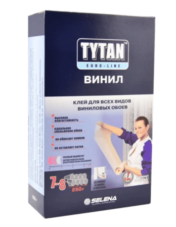 Клей TYTAN Euro-Line ВИНИЛ для всех видов виниловых обоев с индикатором 250g. оптом и в розницу на сайте Сталь Крепеж