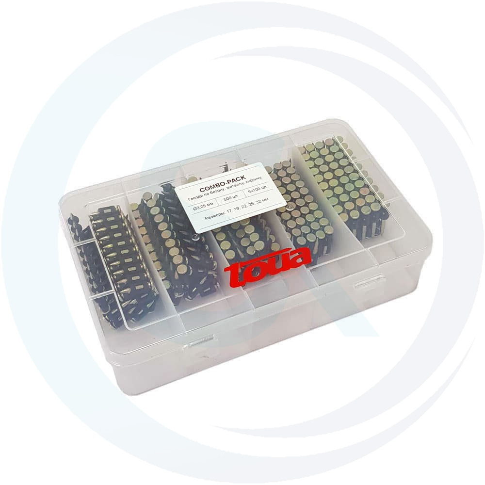 Набор гвоздей по бетону металлу и кирпичу Toua CN ComboPack - 500 шт — цена 1 311 ₽ Набор гвоздей по бетону металлу и кирпичу Toua CN ComboPack - 500 шт — фото