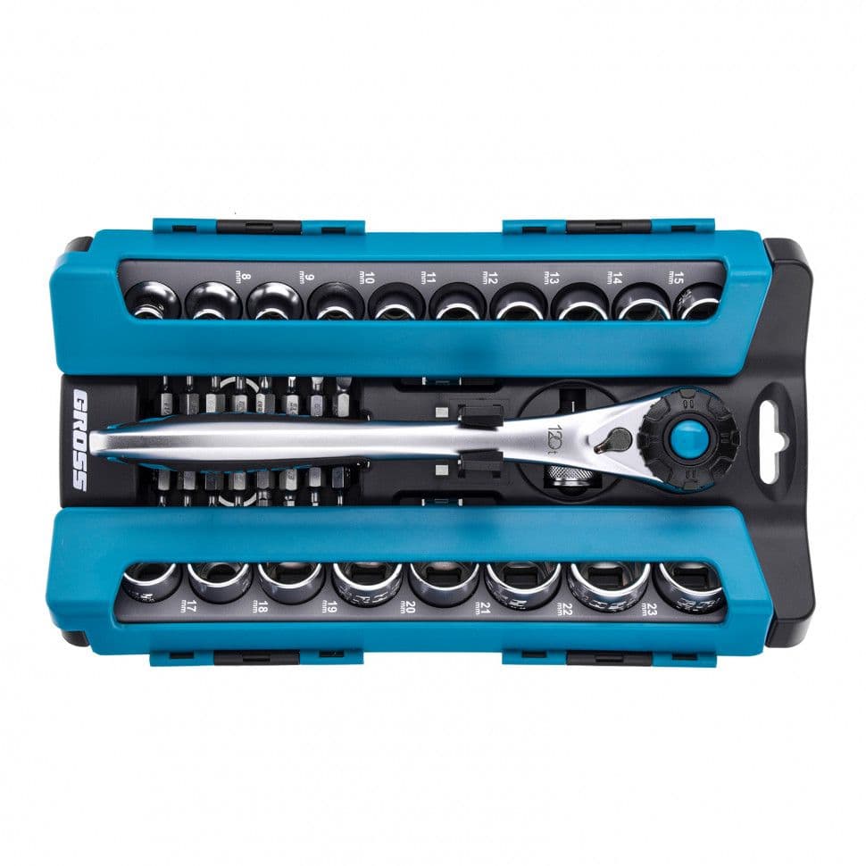 Набор торцевых головок, трещотка 120 зубьев, 36 предметов, 1/2", CrV Gross: купить оптом и в розницу в интернет магазине Сталь Крепеж - размеры, цены, характеристики. Набор торцевых головок, трещотка 120 зубьев, 36 предметов, 1/2", CrV Gross оптом и в розницу на сайте Сталь Крепеж