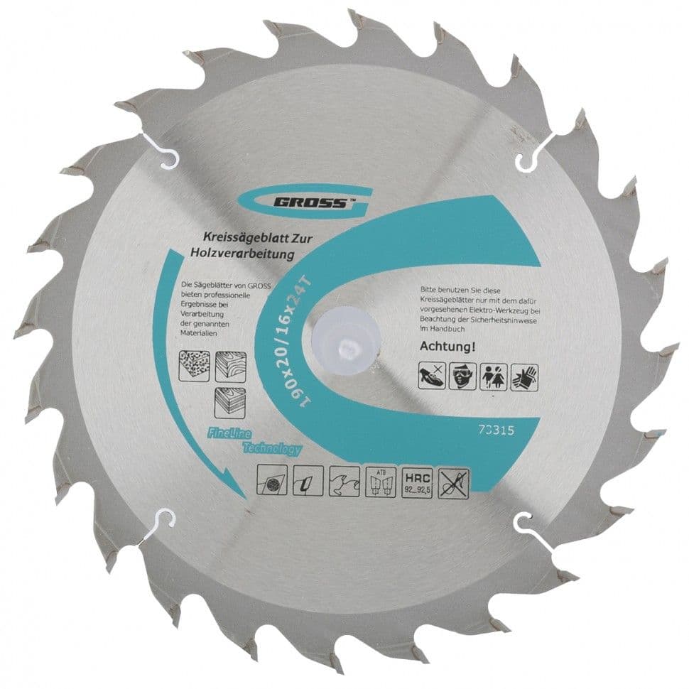 Пильный диск по дереву 190 x 20/16 x 24Т Gross: купить оптом и в розницу в интернет магазине Сталь Крепеж - размеры, цены, характеристики. Пильный диск по дереву 190 x 20/16 x 24Т Gross оптом и в розницу на сайте Сталь Крепеж